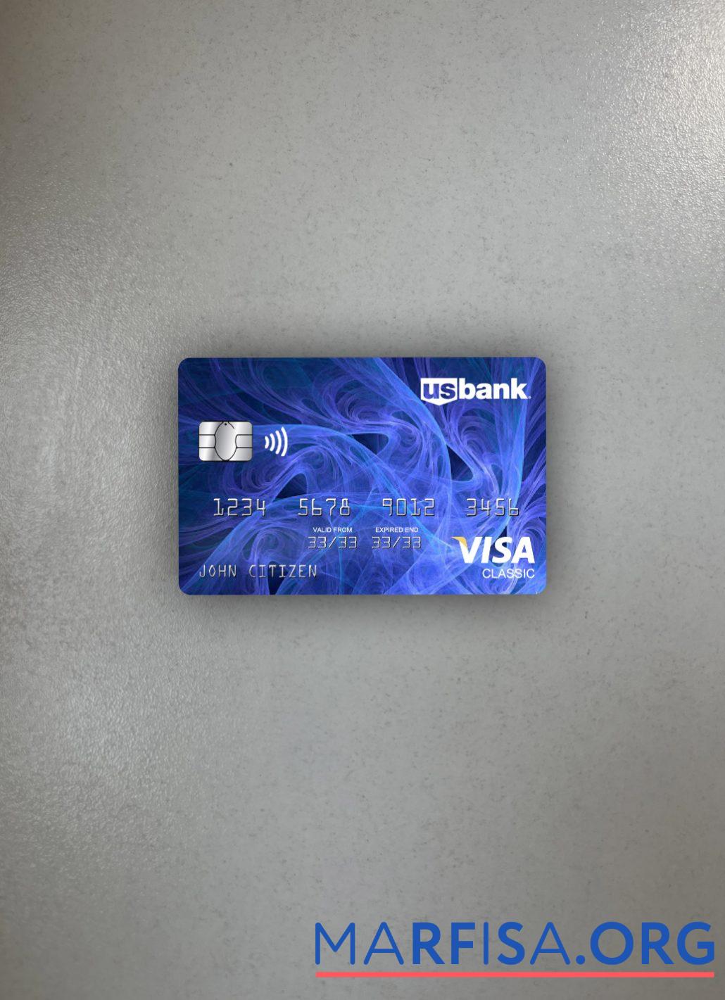 Realistic USA U.S. bank visa classic card photolook front example